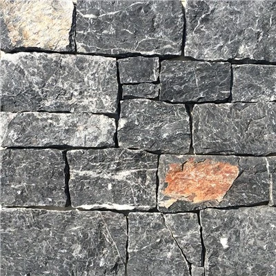 Pedra calcária preta aleatória de silhar